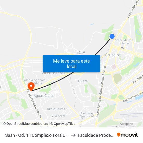 Saan - Qd. 1 | Complexo Fora Do Eixo to Faculdade Processus map