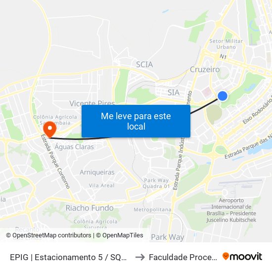 EPIG | Estacionamento 5 / SQSW 103 to Faculdade Processus map