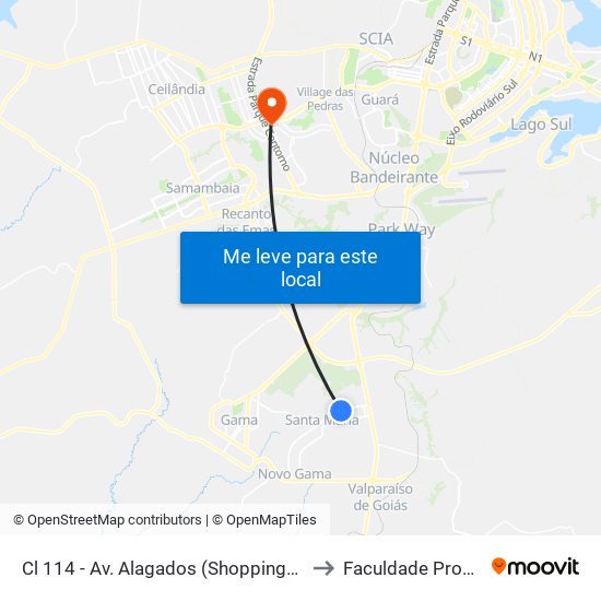 Cl 114 - Av. Alagados (Shopping/Delegacia) to Faculdade Processus map