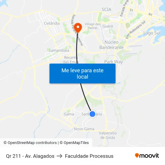 Qr 211 - Av. Alagados to Faculdade Processus map