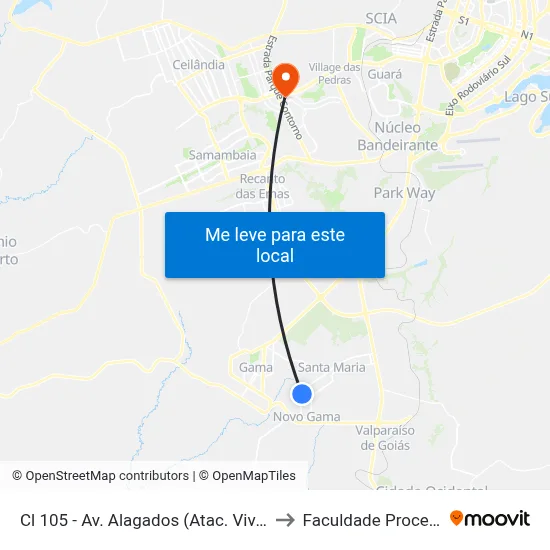 Cl 105 - Av. Alagados (Atac. Vivendas) to Faculdade Processus map