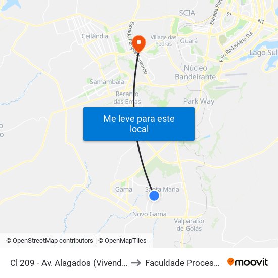 Cl 209 - Av. Alagados (Vivendas) to Faculdade Processus map