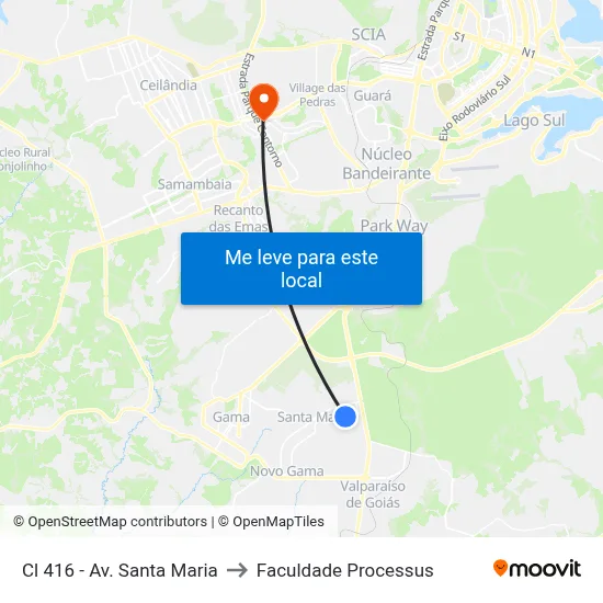 Cl 416 - Av. Santa Maria to Faculdade Processus map