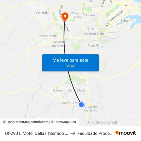 Df-290 L Motel Dallas (Sentido Gama) to Faculdade Processus map