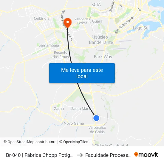 Br-040 | Fábrica Chopp Potiguar to Faculdade Processus map