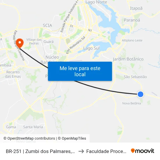 BR-251 | Zumbi dos Palmares, Ch. 9 to Faculdade Processus map
