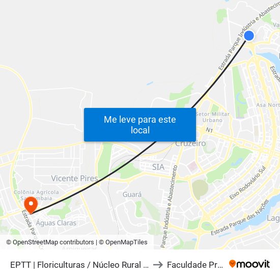 EPTT | Floriculturas / Núcleo Rural Córrego do Torto to Faculdade Processus map