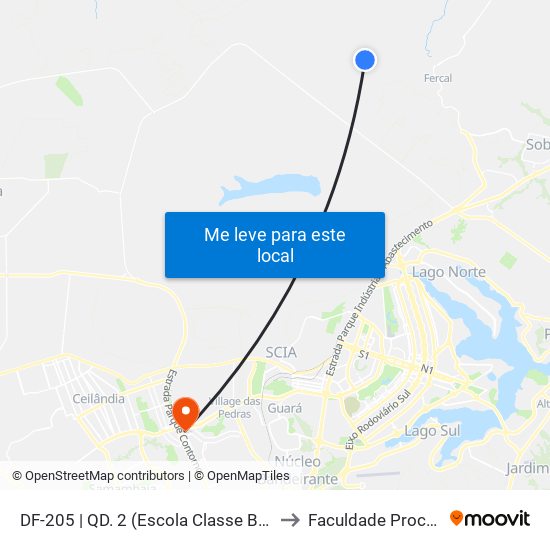 DF-205 | QD. 2 (Escola Classe Boa Vista) to Faculdade Processus map