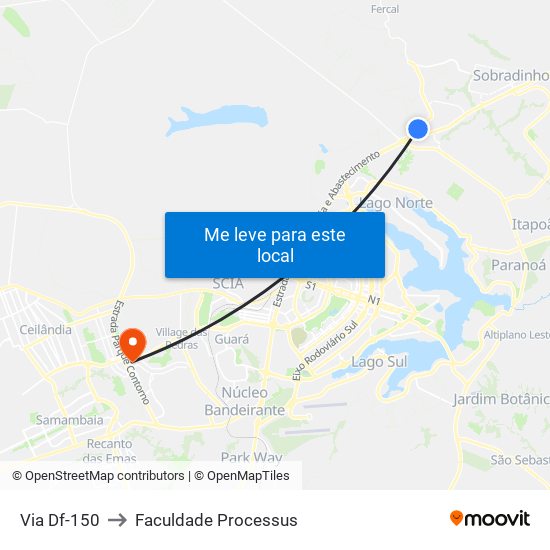 Via Df-150 to Faculdade Processus map