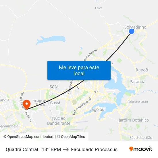 Quadra Central | 13º BPM to Faculdade Processus map