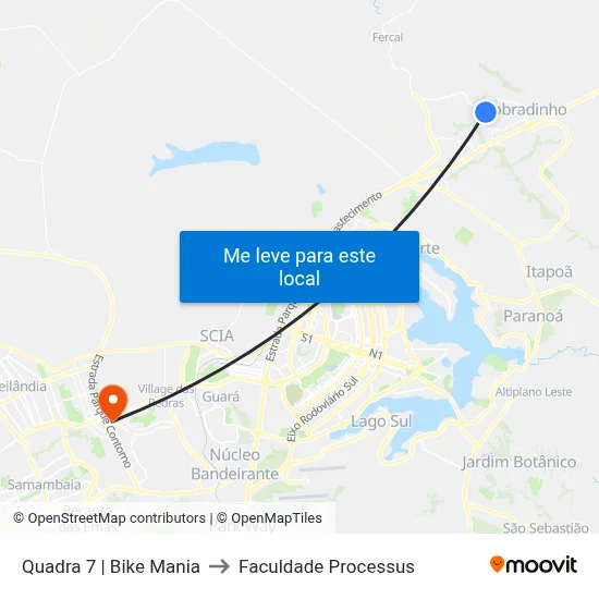 Quadra 7 | Bike Mania to Faculdade Processus map
