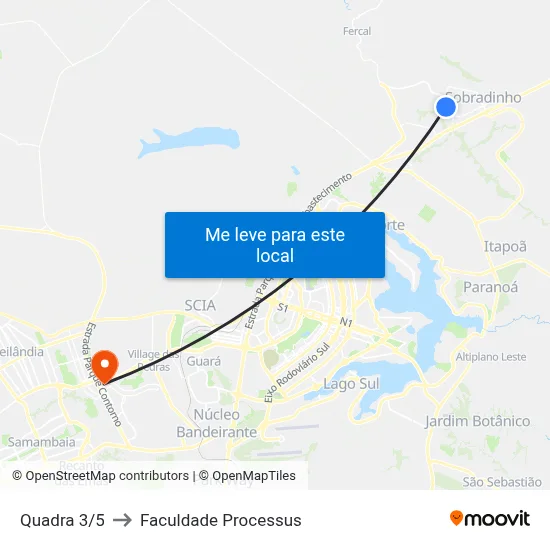 Quadra 3/5 to Faculdade Processus map