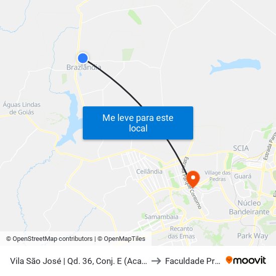 Vila São José | Qd. 36, Conj. E (Academia Topsaúde) to Faculdade Processus map