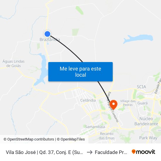 Vila São José | Qd. 37, Conj. E (Superm. Barbosa) to Faculdade Processus map