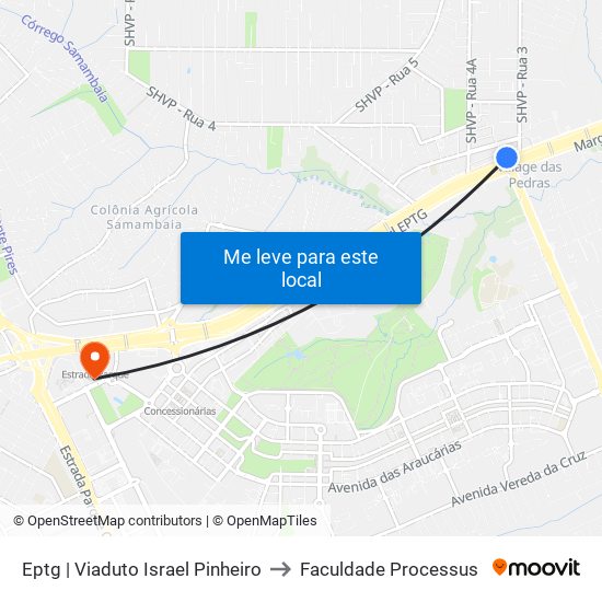 Eptg | Viaduto Israel Pinheiro to Faculdade Processus map