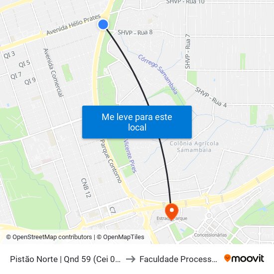 Pistão Norte | Qnd 59 (Cei 02) to Faculdade Processus map