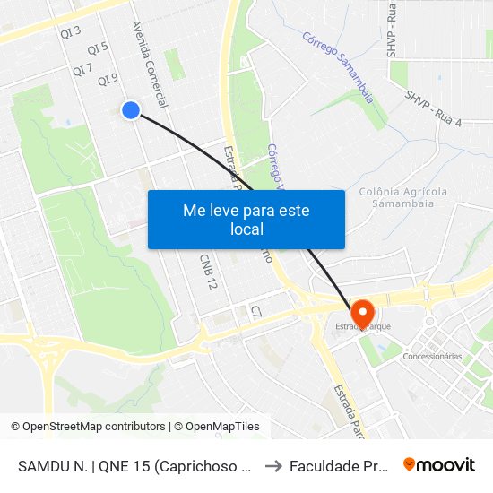 SAMDU N. | QNE 15 (Caprichoso Supermercado) to Faculdade Processus map