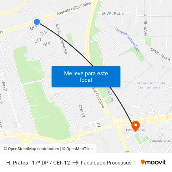 H. Prates | 17ª DP / CEF 12 to Faculdade Processus map