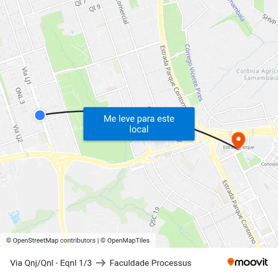 Via Qnj/Qnl - Eqnl 1/3 to Faculdade Processus map