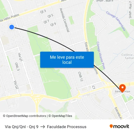 Via Qnj/Qnl - Qnj 9 to Faculdade Processus map
