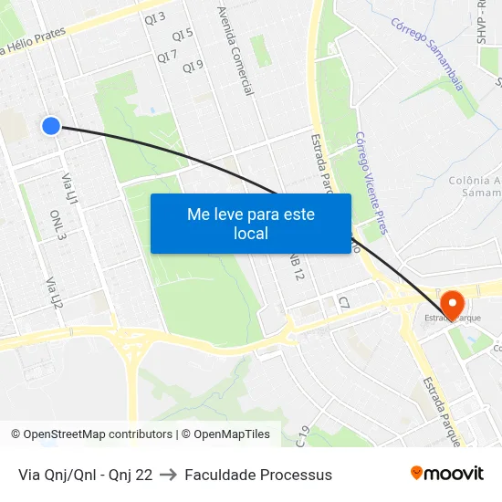 Via Qnj/Qnl - Qnj 22 to Faculdade Processus map