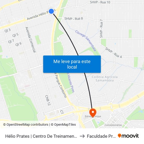 Hélio Prates | Centro De Treinamento Da Polícia Militar to Faculdade Processus map