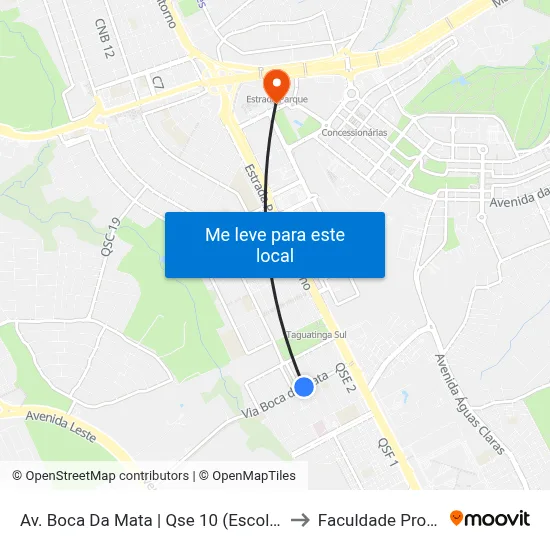 Av. Boca Da Mata | Qse 10 (Escola Classe 11) to Faculdade Processus map