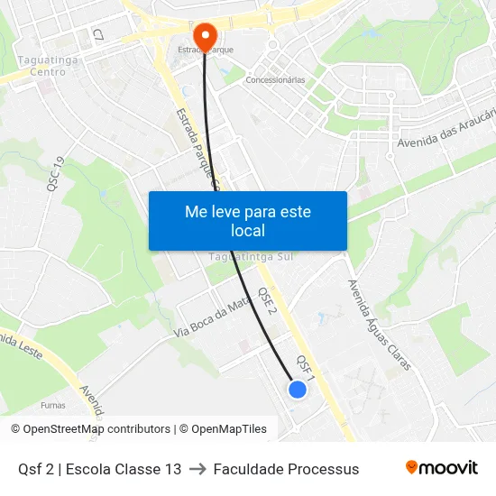 Qsf 2 | Escola Classe 13 to Faculdade Processus map