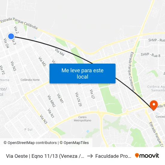 Via Oeste | Eqno 11/13 (Veneza / Serve Mais) to Faculdade Processus map