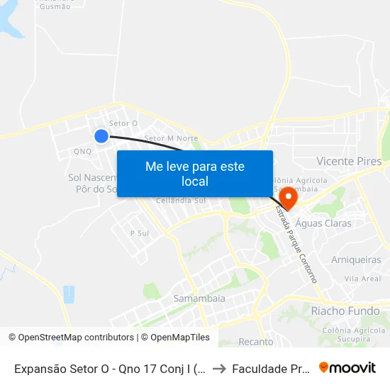 Expansão Setor O - Qno 17 Conj I (Nana Utilidades) to Faculdade Processus map