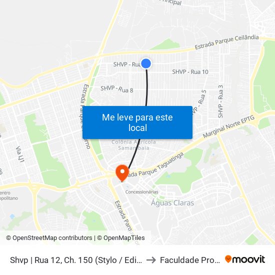 Shvp | Rua 12, Ch. 150 (Stylo / Edinho Bombas) to Faculdade Processus map