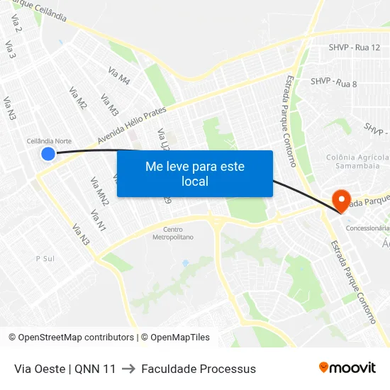 Via Oeste | QNN 11 to Faculdade Processus map