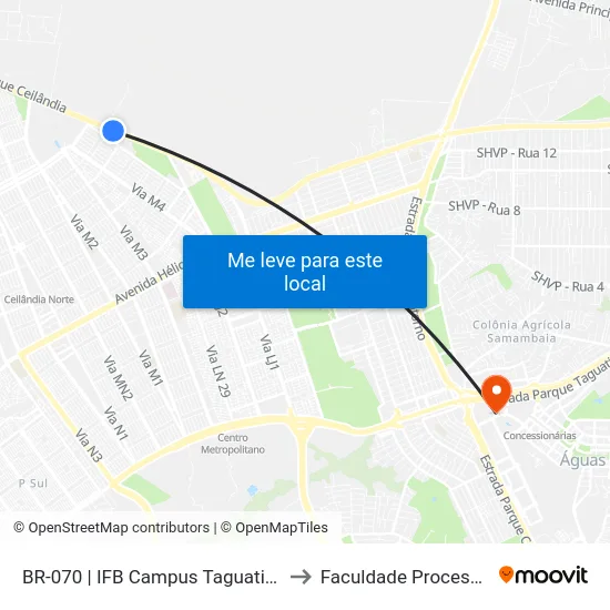BR-070 | IFB Campus Taguatinga to Faculdade Processus map