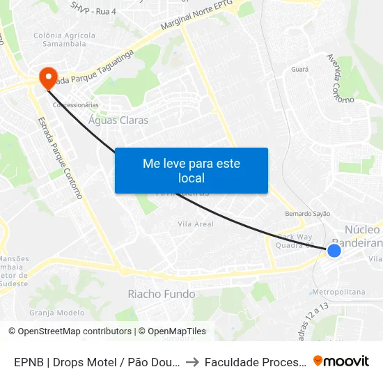 EPNB | Drops Motel / Pão Dourado to Faculdade Processus map