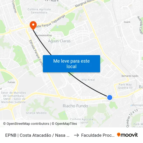 EPNB | Costa Atacadão / Nasa Caminhões to Faculdade Processus map