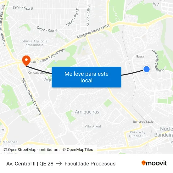 Av. Central ll | QE 28 to Faculdade Processus map