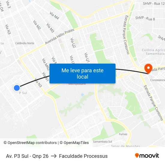 Av. P3 Sul - Qnp 26 to Faculdade Processus map