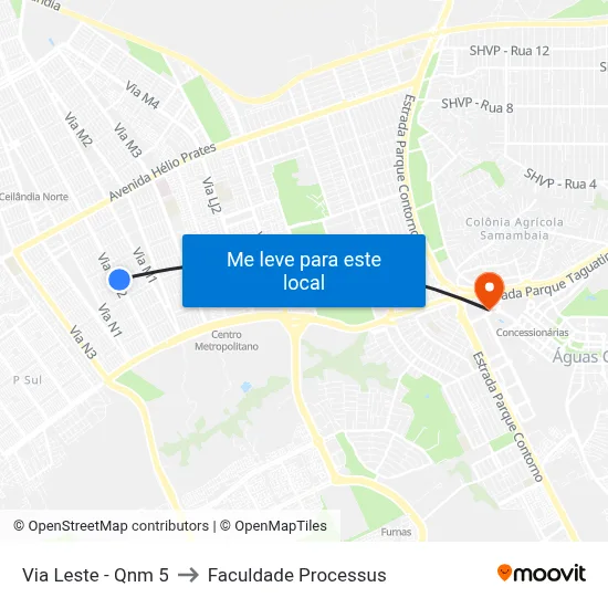 Via Leste - Qnm 5 to Faculdade Processus map