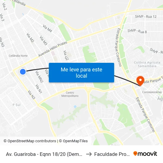 Av. Guariroba - Eqnn 18/20 (Demacol/Ubs 10) to Faculdade Processus map