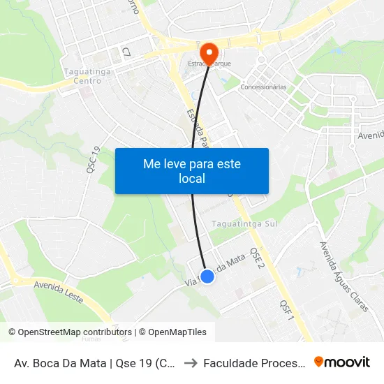 Av. Boca Da Mata | Qse 19 (Cef 5) to Faculdade Processus map