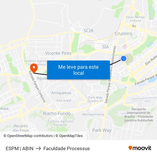 Setor Policial Sul | Abin to Faculdade Processus map