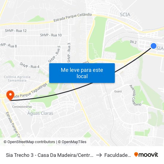 Sia Trecho 3 - Casa Da Madeira/Centro De Referência Do Trabalhador to Faculdade Processus map