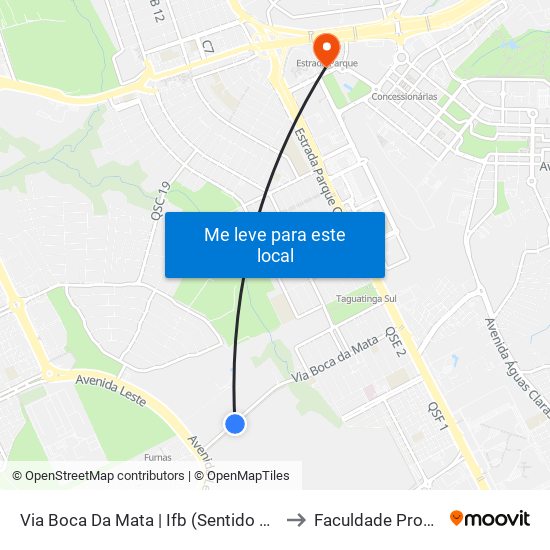 Via Boca Da Mata | Ifb (Sentido Taguatinga) to Faculdade Processus map