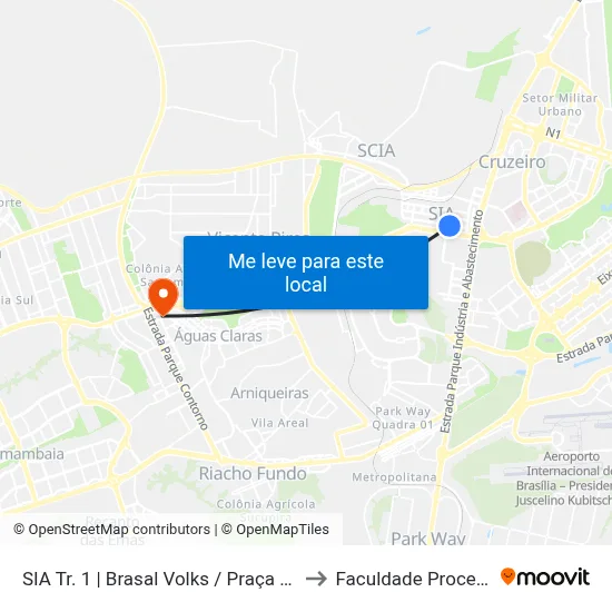 SIA Tr. 1 | Brasal Volks / Praça Capital to Faculdade Processus map