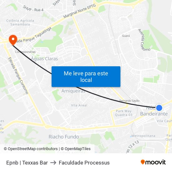 Epnb | Texxas Bar to Faculdade Processus map