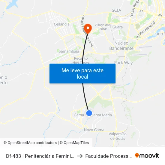 Df-483 | Penitenciária Feminino to Faculdade Processus map