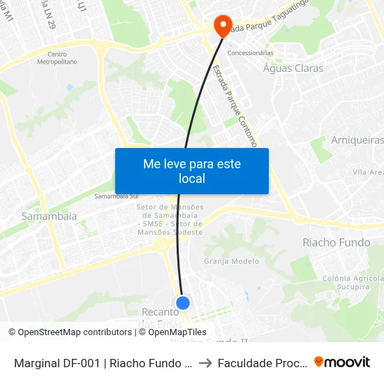 Marginal DF-001 | Riacho Fundo II, QN 12D to Faculdade Processus map