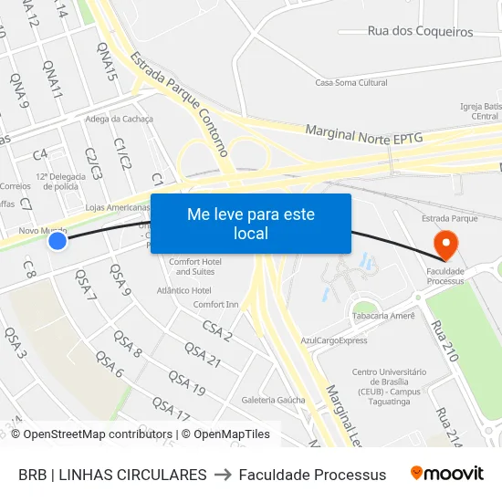 BRB | LINHAS CIRCULARES to Faculdade Processus map