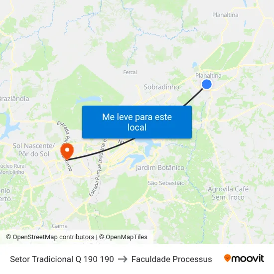 Setor Tradicional Q 190 190 to Faculdade Processus map