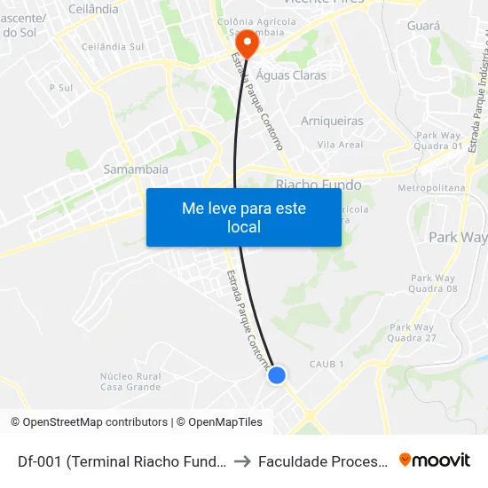 Df-001 (Terminal Riacho Fundo II) to Faculdade Processus map